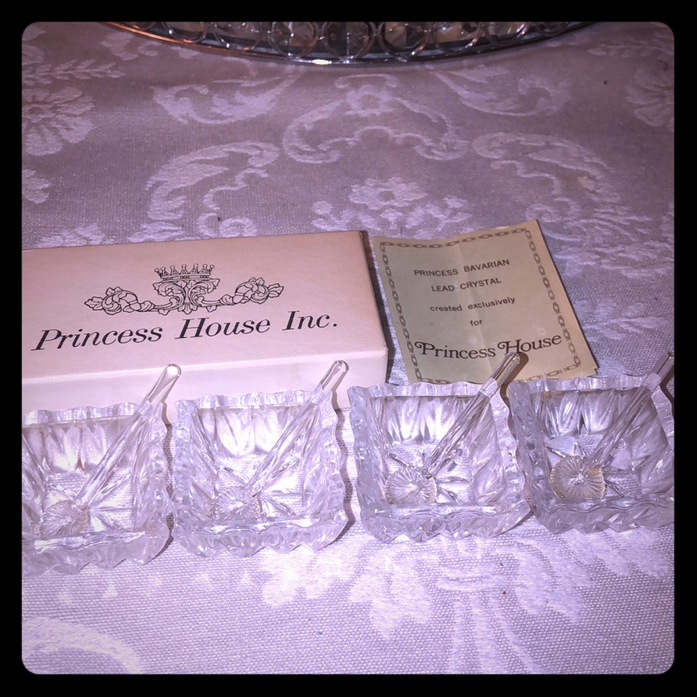 4 Princess Bavarian Lead Crystal open salt dishes